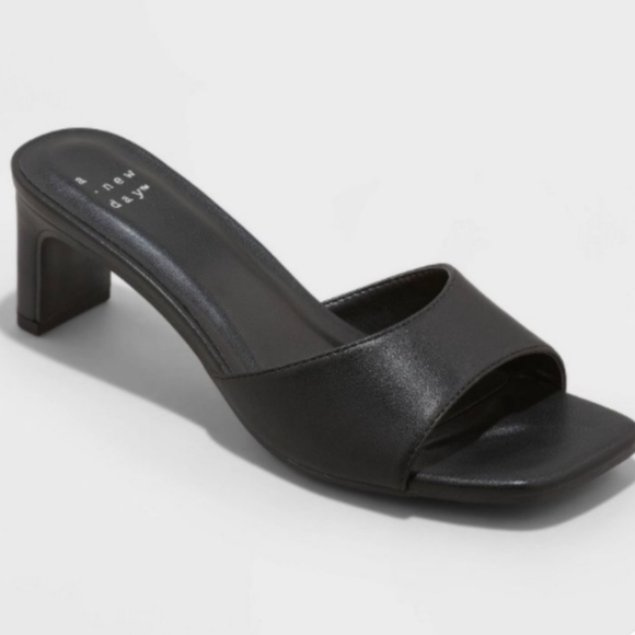 A New Day LIKE-NEW! Lindie Mule Black Square Toe Sandal Heels size 11 - Picture 3 of 5